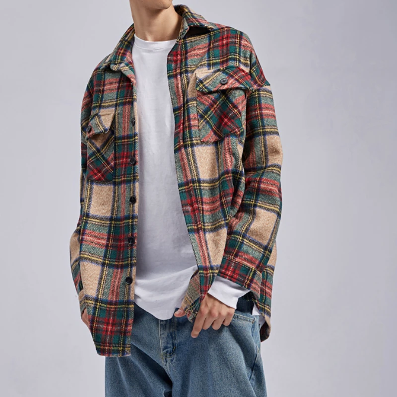 Winter Khaki Plaid Thick Flannel Shirt Patched Pockets Long Sleeve Cropped Workshirt Streetwear
Winter Khaki Plaid Thick Flannel Shirt Patched Pockets Long Sleeve Cropped Workshirt Streetwear