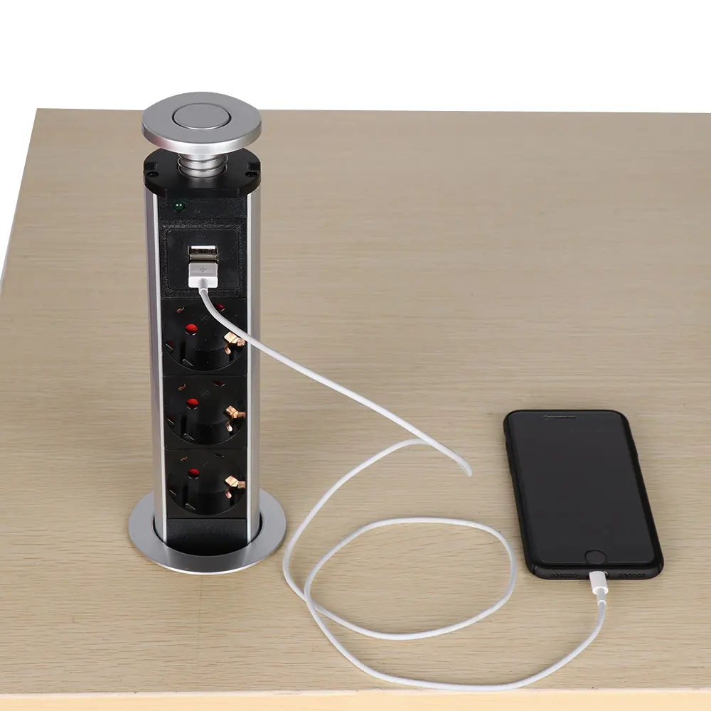 Выдвижная электрическая розетка 220 В 16 А 3 розетки 2 USB-порта | Электроника