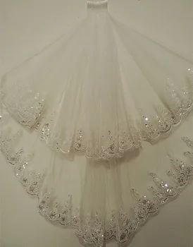 Vintage Two Layer White Lace Appliques Long With Bomb Cathedral Bridal Veil 2019 ivory Wedding Hair Accessories Wholesale
Vintage Two Layer White Lace Appliques Long With Bomb Cathedral Bridal Veil 2019 ivory Wedding Hair Accessories Wholesale