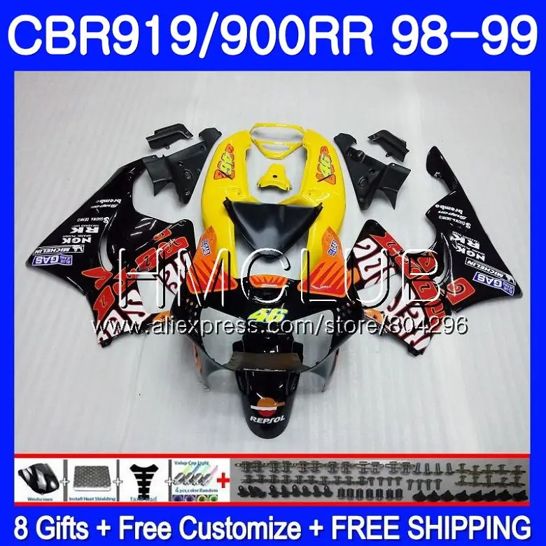 Body For HONDA CBR 900RR CBR 919RR CBR919RR 98 99 69HM14 CBR900 RR CBR 919 RR CBR900RR Repsol orange CBR919 RR 1998 1999 Fairing
Body For HONDA CBR 900RR CBR 919RR CBR919RR 98 99 69HM14 CBR900 RR CBR 919 RR CBR900RR Repsol orange CBR919 RR 1998 1999 Fairing