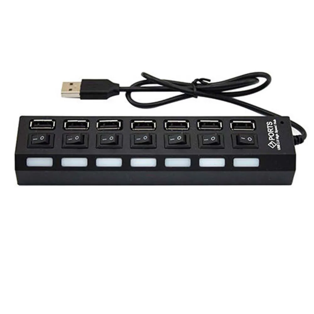 7 Ports LED USB High Speed 480 Mbps Adapter USB 2.0 Hub On/Off Switch Hub USB Splitter With Power on/off Switch For PC Laptop
7 Ports LED USB High Speed 480 Mbps Adapter USB 2.0 Hub On/Off Switch Hub USB Splitter With Power on/off Switch For PC Laptop