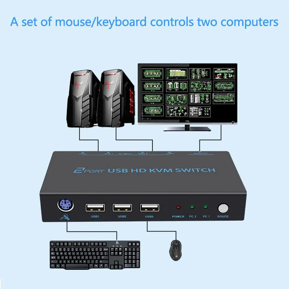 2018 Newest KVM Switch Switcher 2 Port HDMI Two In And Out Switcher Split Screen Sharer DNF For TV Home
2018 Newest KVM Switch Switcher 2 Port HDMI Two In And Out Switcher Split Screen Sharer DNF For TV Home
