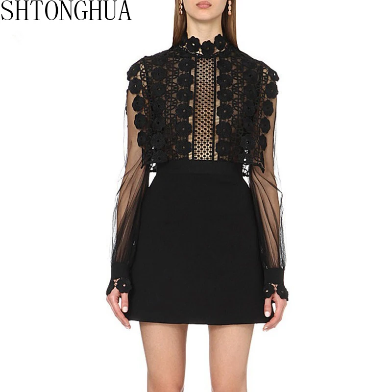 SHTONGHUA Self Portrait Summer Women Party Dress 2019 Runway Lace Hollow Out Patchwork Long Sleeve Sexy Ladies Mini Dress
SHTONGHUA Self Portrait Summer Women Party Dress 2019 Runway Lace Hollow Out Patchwork Long Sleeve Sexy Ladies Mini Dress