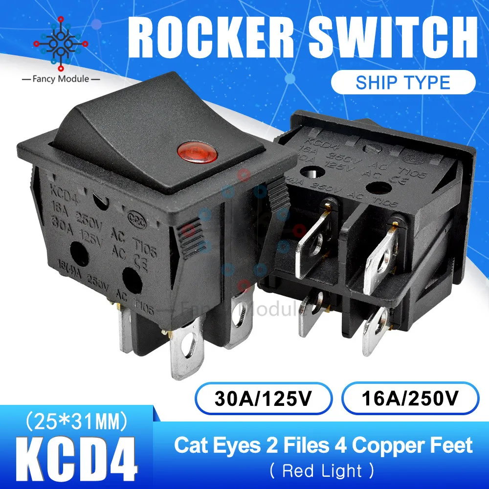KCD4 25*31 мм кошачьи глазки 2 Позиции 4 контактный клавишный переключатель питания