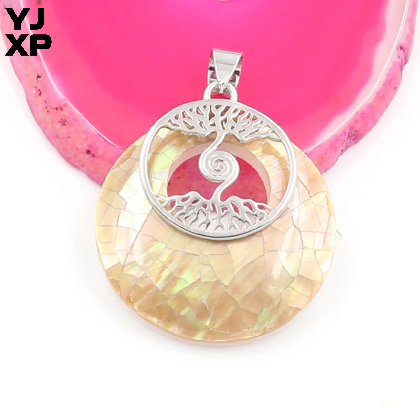 YJXP Silver Plated Safety Buckle Round Hollow Yellow Abalone Shell Pendant Tree of Life Fashion Jewelry
YJXP Silver Plated Safety Buckle Round Hollow Yellow Abalone Shell Pendant Tree of Life Fashion Jewelry