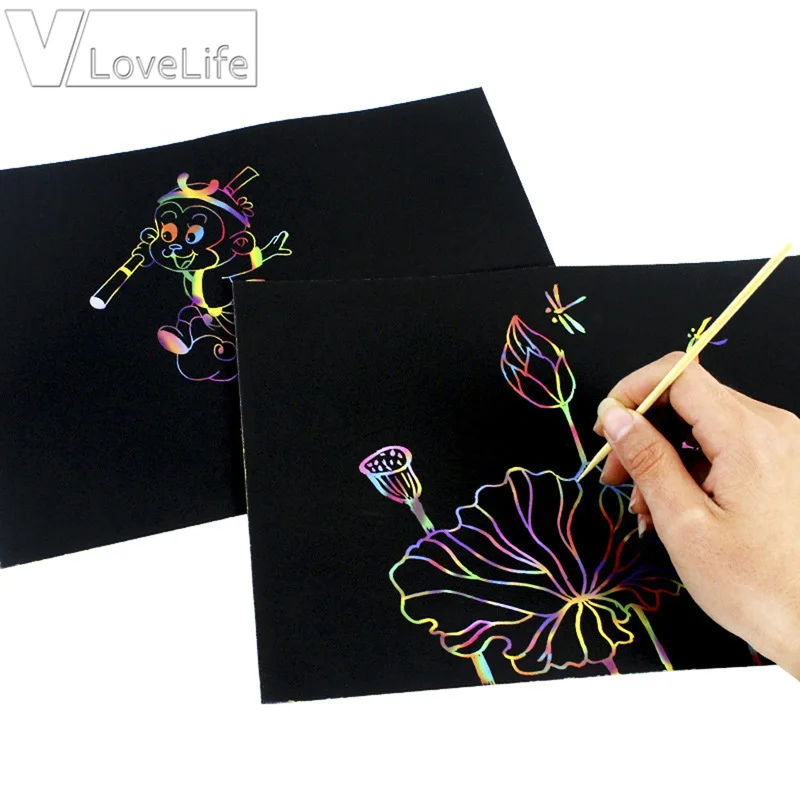 10 Pcs/Set Magic Color Scratch Art Paper Coloring Cards Scraping Drawing Toys 19cm x 26cm
10 Pcs/Set Magic Color Scratch Art Paper Coloring Cards Scraping Drawing Toys 19cm x 26cm