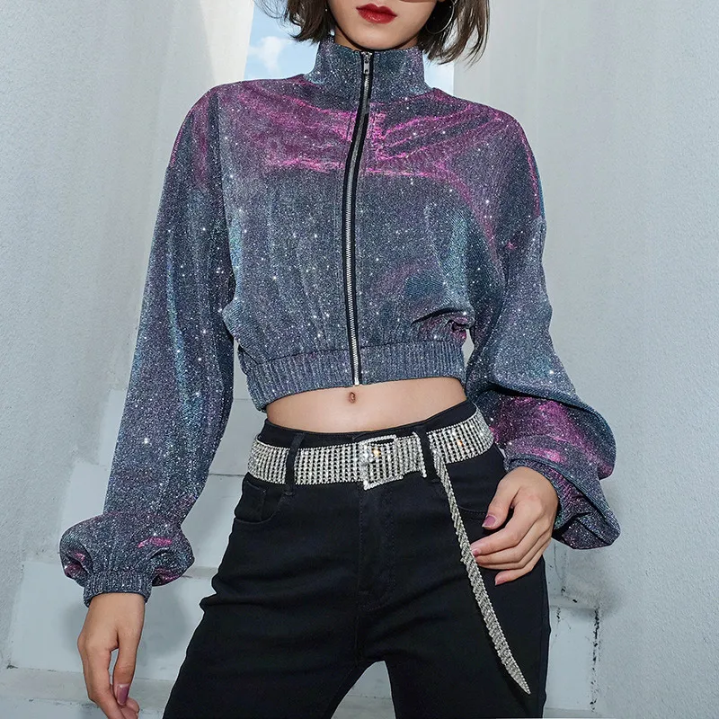 2019 Spring Short High Waist Jacket Women Hip Hop Style Metal Color Loose Tops Student Jackets
2019 Spring Short High Waist Jacket Women Hip Hop Style Metal Color Loose Tops Student Jackets