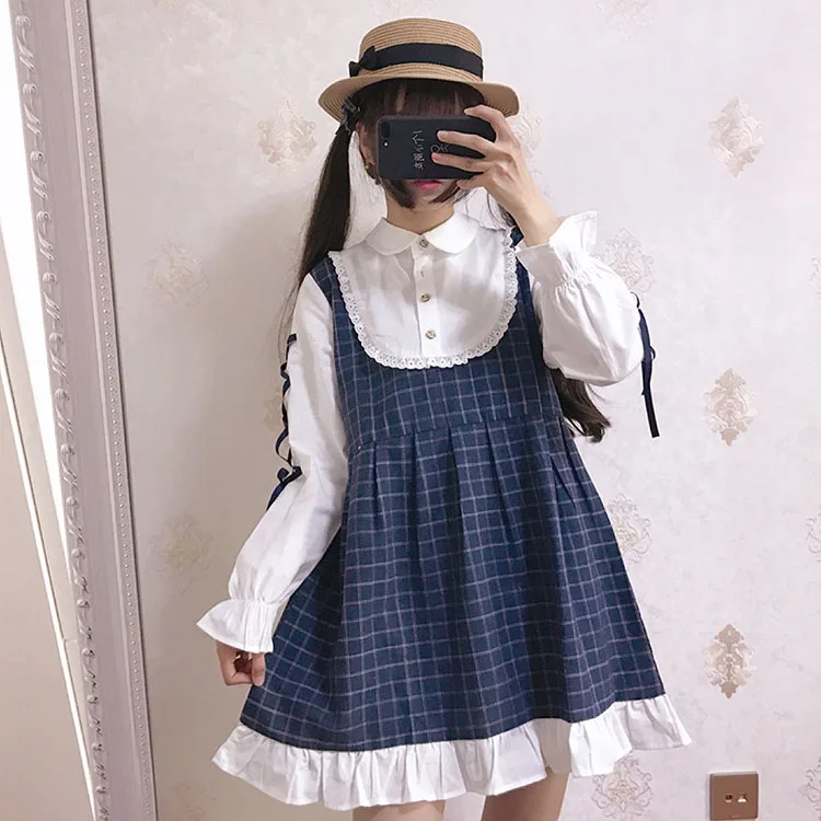Japanese college style sweet lolita dress retro lace peter pan collar lattice victorian dress kawaii girl gothic lolita op loli
Japanese college style sweet lolita dress retro lace peter pan collar lattice victorian dress kawaii girl gothic lolita op loli