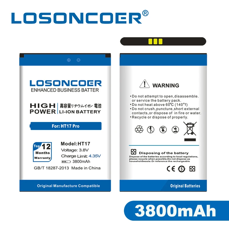 LOSONCOER 3800mAh HT17 High Capacity Battery For HOMTOM HT17 HT17 Pro Replacement Li-ion Phone Battery
LOSONCOER 3800mAh HT17 High Capacity Battery For HOMTOM HT17 HT17 Pro Replacement Li-ion Phone Battery