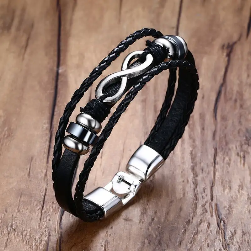Mens Bracelets Multistrand Leather Braided Rope Bracelet Infinity & Hematite Beaded Men Jewelry Wristband Wraps Bangle
Mens Bracelets Multistrand Leather Braided Rope Bracelet Infinity & Hematite Beaded Men Jewelry Wristband Wraps Bangle
