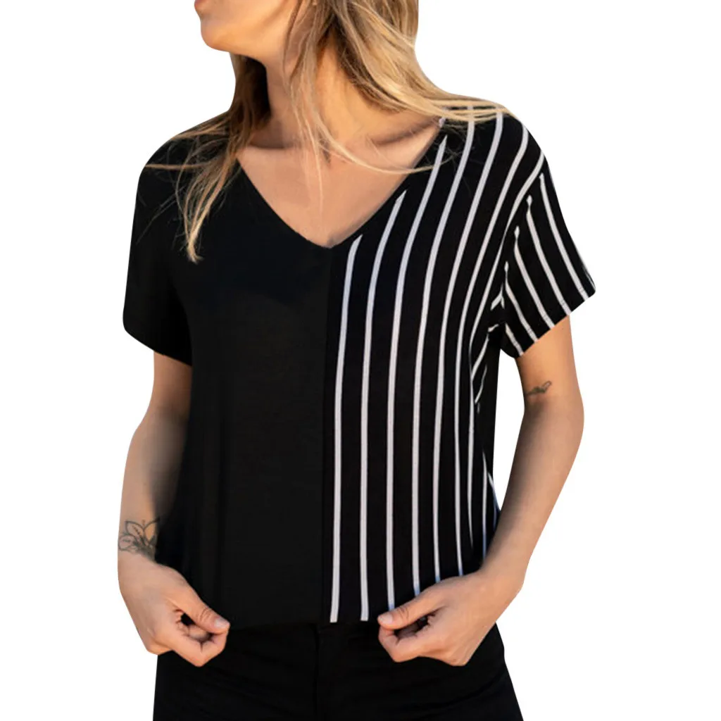 JAYCOSIN shirts Women summer Casual Striped Blouse Formal Stitching modis V-Neck shein Short-Sleeved Shirts vadim women tops 423
JAYCOSIN shirts Women summer Casual Striped Blouse Formal Stitching modis V-Neck shein Short-Sleeved Shirts vadim women tops 423
