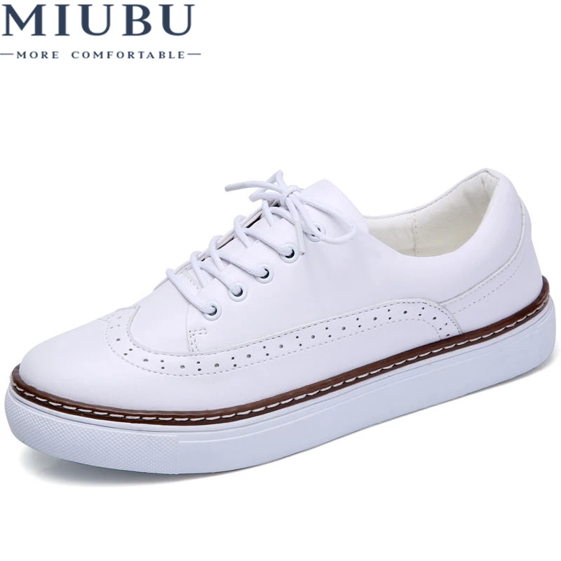 MIUBU 2019 Women Autumn Casual White Shoes Woman Brogue PU Leather Flats Lace Up Footwear Female Flat Oxford Shoes For Women
MIUBU 2019 Women Autumn Casual White Shoes Woman Brogue PU Leather Flats Lace Up Footwear Female Flat Oxford Shoes For Women
