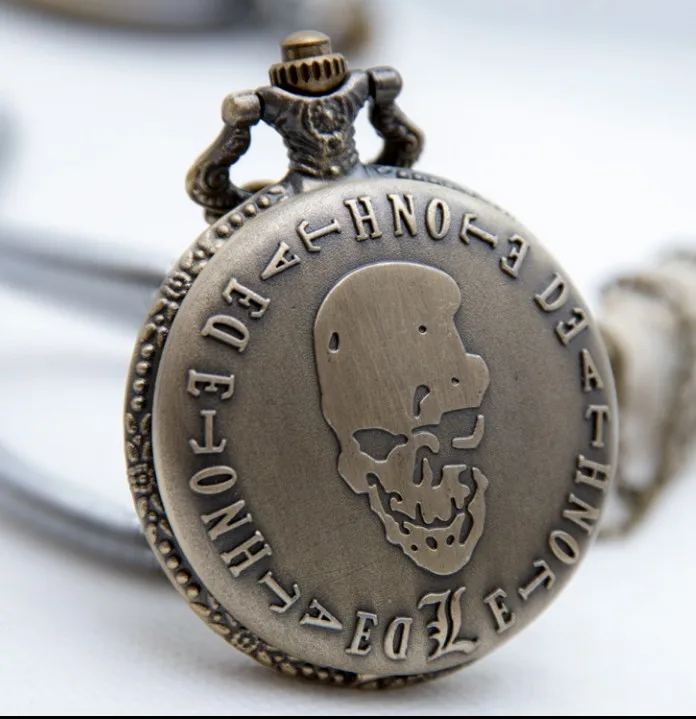 

Retro Death Note Theme Pocket Watches with Necklace Chain Cool Skull Watch Gifts for Boys Children Kids Birthday Gift