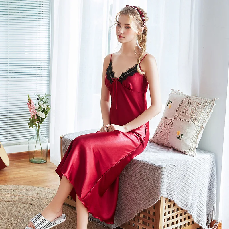 Women Silk Sleeping Dress Sleepwear Silk Womens Night Gowns Satin Sleepwear 9717
Women Silk Sleeping Dress Sleepwear Silk Womens Night Gowns Satin Sleepwear 9717