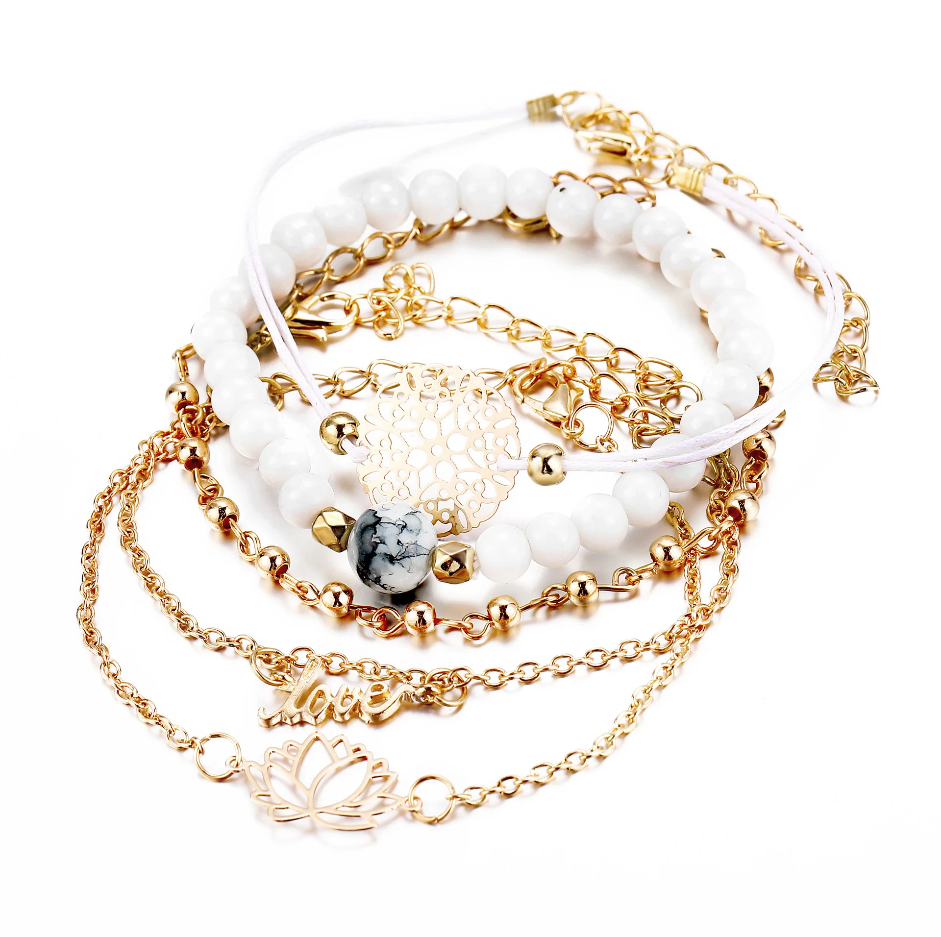 5pcs/set Women Casual Dress Bracelets Bangles Sets White Beaded Carved Beads Bracelet Fashion Trendy Jewelry Acessories Suits
5pcs/set Women Casual Dress Bracelets Bangles Sets White Beaded Carved Beads Bracelet Fashion Trendy Jewelry Acessories Suits