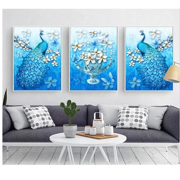 Needlework diamond Embroidery 3D DIY Cross-stitching Triptych Cross Stitch Sets Magnolia Kit blue peacock Series Home Decoration
Needlework diamond Embroidery 3D DIY Cross-stitching Triptych Cross Stitch Sets Magnolia Kit blue peacock Series Home Decoration