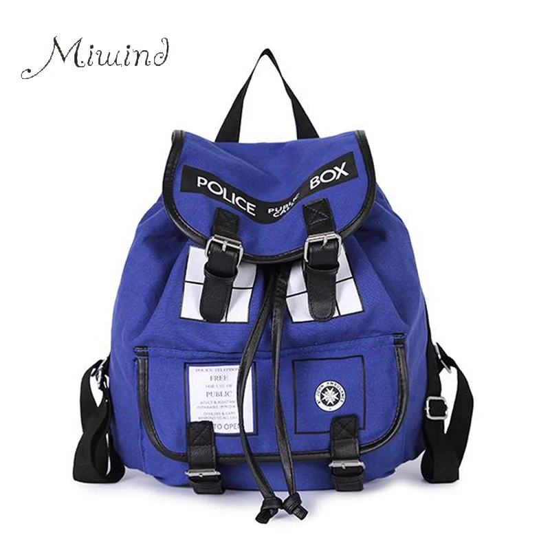 Image Dr. Who Tardis Backpack women Buckle Slouch Doctor Who Tardis bag women backpack School bags for teenagers children kids XM202