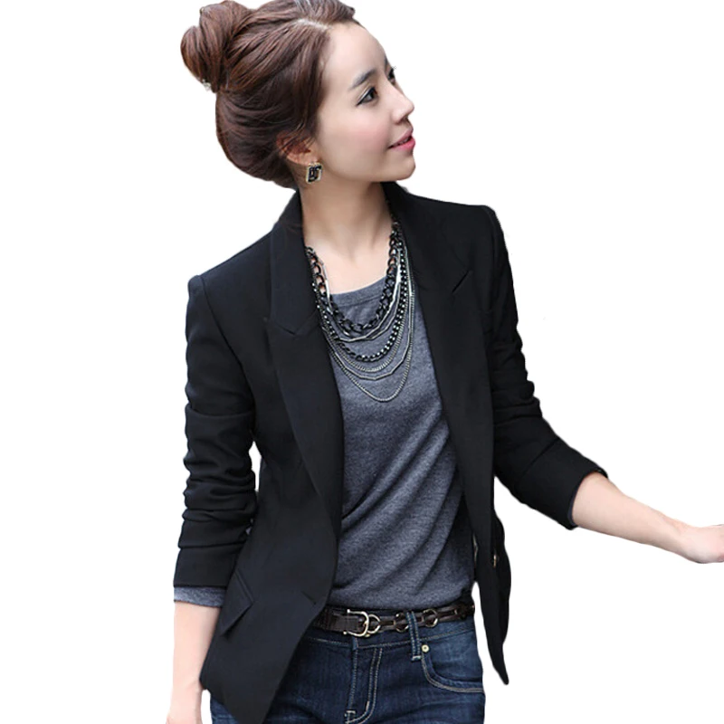 Women Fashion Black Single Button Autumn Spring Blazers Notched Neck Full Sleeve Slim Suits Ladies OL Office Outwear Coats wz187
Women Fashion Black Single Button Autumn Spring Blazers Notched Neck Full Sleeve Slim Suits Ladies OL Office Outwear Coats wz187