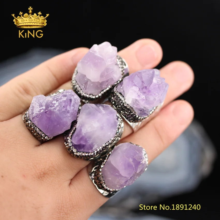 5pcs Rock Amethysts Quartz Nugget Stones Bands Rings,Plated Silver Paved Rhinestones Raw Crystals Multistone Rings Jewelry YT37
5pcs Rock Amethysts Quartz Nugget Stones Bands Rings,Plated Silver Paved Rhinestones Raw Crystals Multistone Rings Jewelry YT37