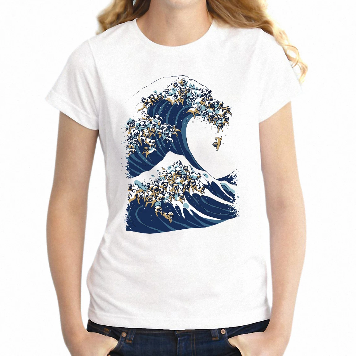 New Women's T-shirt The Great Wave of Pug Off Kanagawa Awesome Animals Girl's tshirt Harajuku Streetwear tees tops
New Women's T-shirt The Great Wave of Pug Off Kanagawa Awesome Animals Girl's tshirt Harajuku Streetwear tees tops