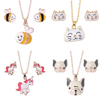 Wholesale Cute Animal Jewelery Set Unicorn Horse Necklace Earring Dog Cat Bee Necklace Earings Jewelery Suit For Women Girls
Wholesale Cute Animal Jewelery Set Unicorn Horse Necklace Earring Dog Cat Bee Necklace Earings Jewelery Suit For Women Girls