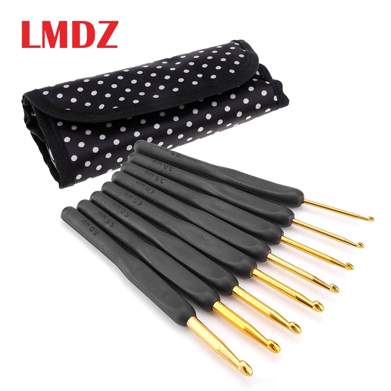 LMDZ 9Pcs/Set 2.0-6.0mm DIY Handcraft Hook Crochet Knitting Needles Soft Handle Golden Sewing Accessories Black With Bag
LMDZ 9Pcs/Set 2.0-6.0mm DIY Handcraft Hook Crochet Knitting Needles Soft Handle Golden Sewing Accessories Black With Bag