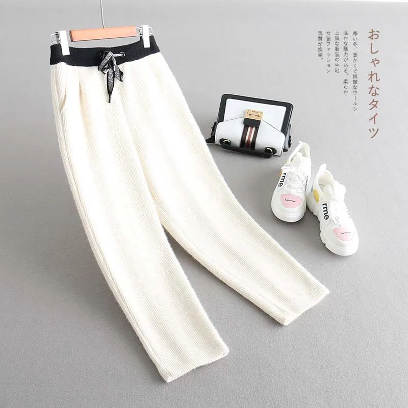 INNASOFAN Straight Trousers Women Fall-Winter Knitted Imitation mink cashmere trousers high waist Euro-American thick warm pants
INNASOFAN Straight Trousers Women Fall-Winter Knitted Imitation mink cashmere trousers high waist Euro-American thick warm pants