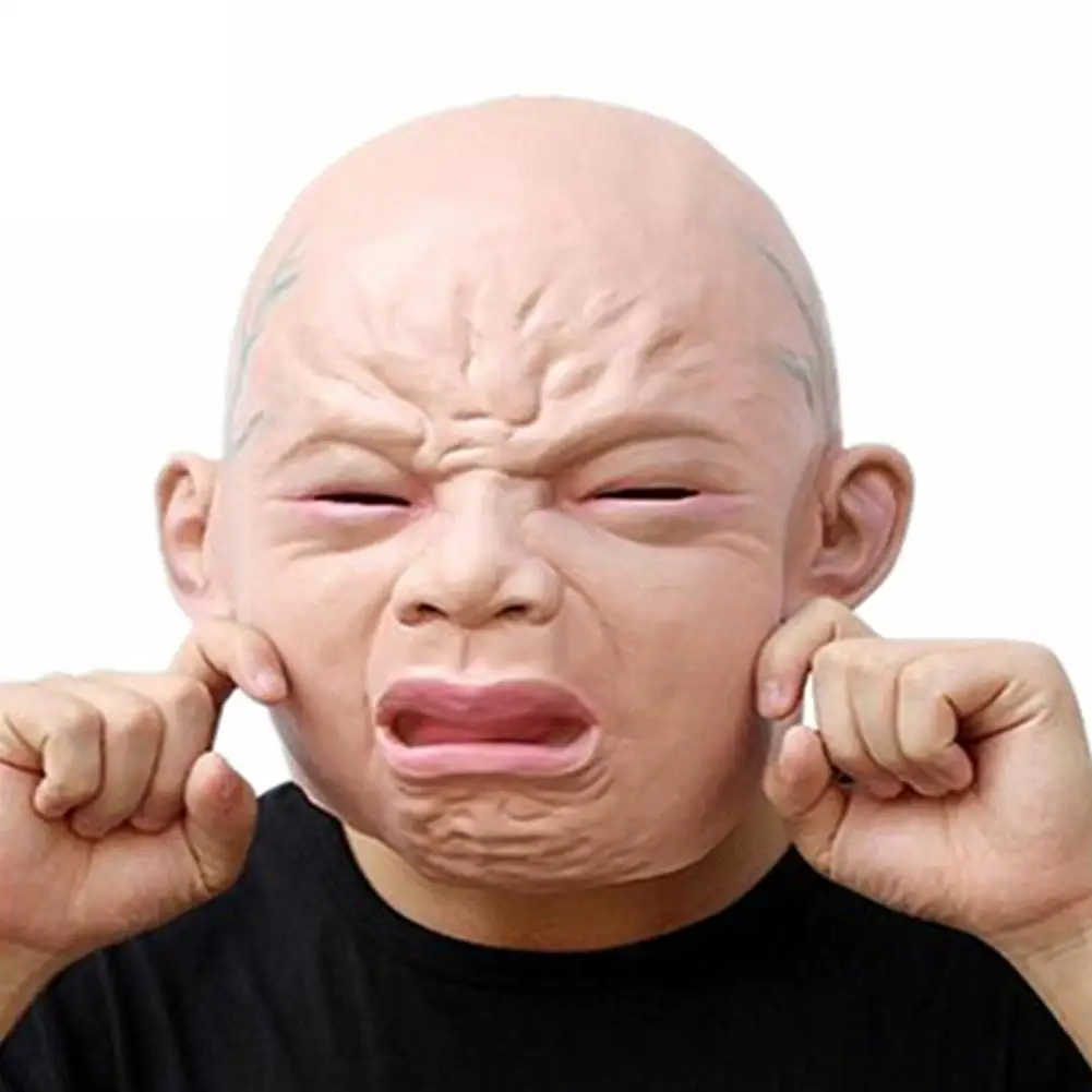 Halloween Masquerade Party Masks Full Face Baby Crying Latex Mask Haunted House Scary Cry Prop Funny Cosplay Props New 1PCS
Halloween Masquerade Party Masks Full Face Baby Crying Latex Mask Haunted House Scary Cry Prop Funny Cosplay Props New 1PCS