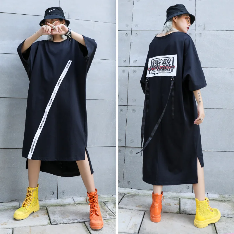 Women Summer Oversized Short Sleeve Ribbons Print Black Dress Female Streetwear Trend Gothic Loose Casual Elegant Dresses 92012#
Women Summer Oversized Short Sleeve Ribbons Print Black Dress Female Streetwear Trend Gothic Loose Casual Elegant Dresses 92012#