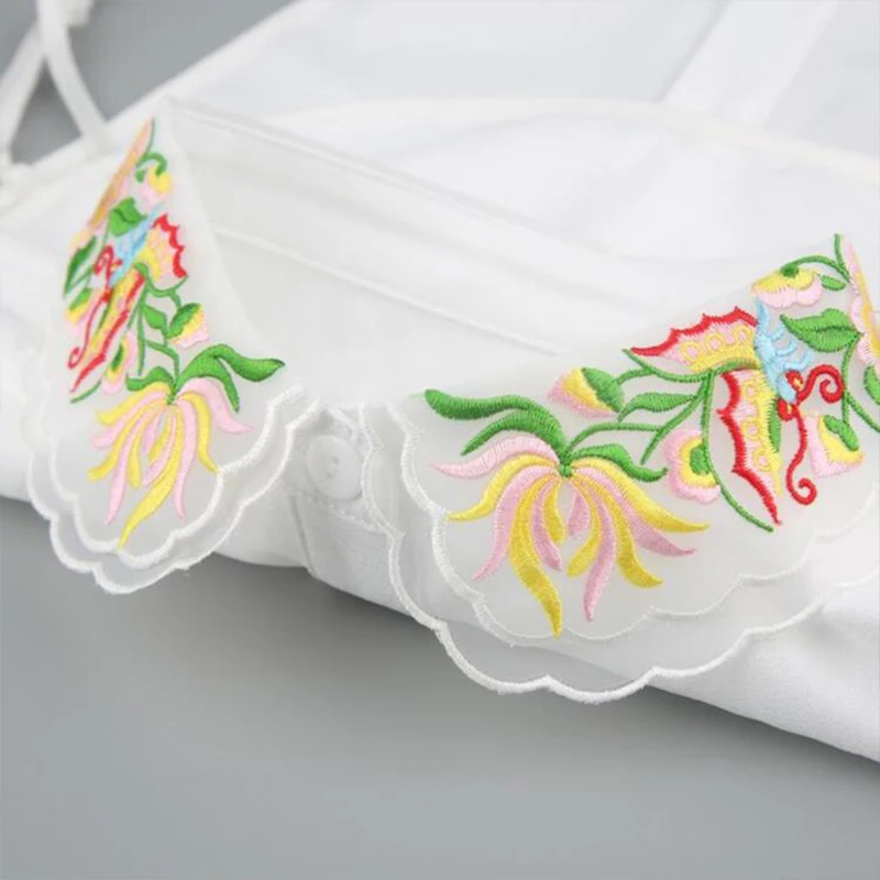 Vintage Womens Fake Collar Shirt White Falso Collar De Camisa Tie Black Floral Embroidery False Detachable Collars For Women
Vintage Womens Fake Collar Shirt White Falso Collar De Camisa Tie Black Floral Embroidery False Detachable Collars For Women