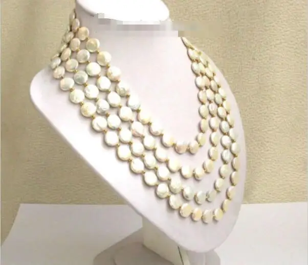 Hot sale new Style >>>>>Genuine 4ROWS 12mm 18" white round coin Pearls Necklace 925ss j927
Hot sale new Style >>>>>Genuine 4ROWS 12mm 18" white round coin Pearls Necklace 925ss j927