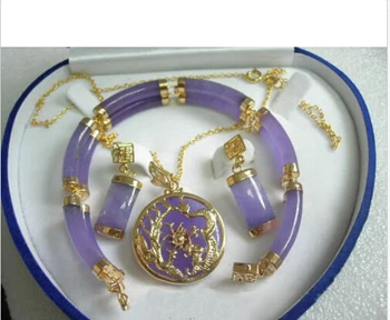 FREE shipping>>>>>>Purple Jade Gold Plated Fortune Dragon Phenix Bracelet Pendant Necklace Earrings
FREE shipping>>>>>>Purple Jade Gold Plated Fortune Dragon Phenix Bracelet Pendant Necklace Earrings