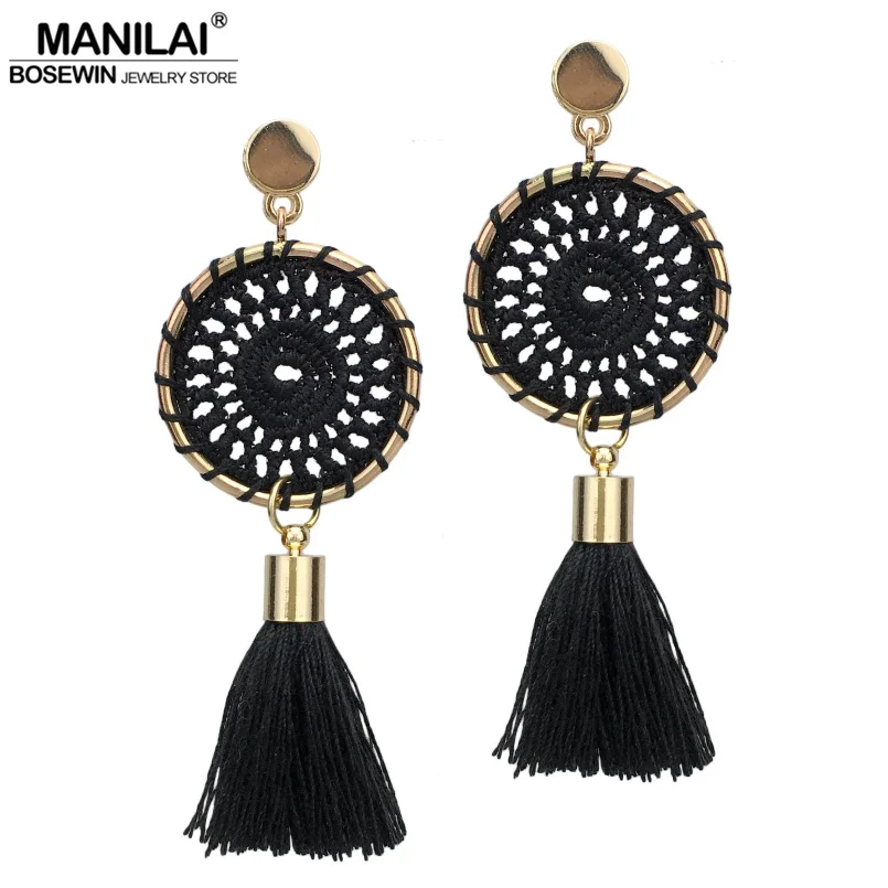 MANILAI Bohemia Handmade Drop Dangle Tassel Earrings Ethnic Jewelry Women Gold Color Alloy Cotton Tassels Dangling Earrings Long
MANILAI Bohemia Handmade Drop Dangle Tassel Earrings Ethnic Jewelry Women Gold Color Alloy Cotton Tassels Dangling Earrings Long