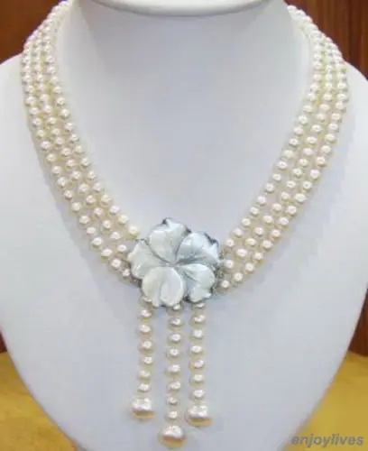 HOT 3 Rows Genuine White Pearl White Gold Plated Shell Flower Clasp Pendant Necklace 65RR ##a #a
HOT 3 Rows Genuine White Pearl White Gold Plated Shell Flower Clasp Pendant Necklace 65RR ##a #a