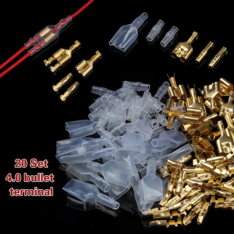 20 Sets Electrical Wire Connector 4.0mm Bullet Terminal Male&Female Double Bullet Wire Connector Terminals
20 Sets Electrical Wire Connector 4.0mm Bullet Terminal Male&Female Double Bullet Wire Connector Terminals