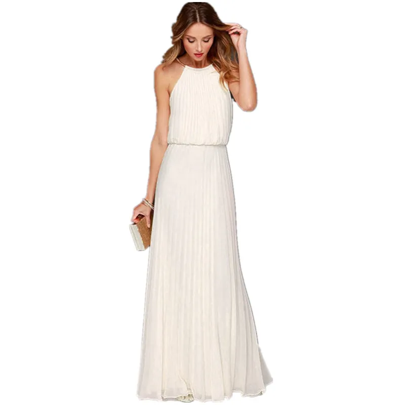 Hot Sale European Style Summer Dress Chiffon Sleevless Halter Backless Sexy Long Party Dress White Elegant Maxi Beach Dress
Hot Sale European Style Summer Dress Chiffon Sleevless Halter Backless Sexy Long Party Dress White Elegant Maxi Beach Dress