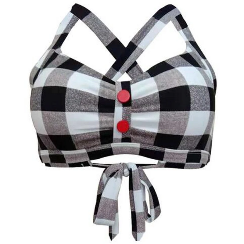 Vintage Push Up Bikini Top Contrast Color Plaid Print Bikini Bra Sexy Women Bandage Two Piece Separate Swimwear Blue Red Black
Vintage Push Up Bikini Top Contrast Color Plaid Print Bikini Bra Sexy Women Bandage Two Piece Separate Swimwear Blue Red Black