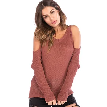 Casual Long Sleeve Off Shoulder V Neck Solid Knitted Sweaters Slim Hollow Out Tops Female Women 2018 Autumn Ladies Femme Sweater
Casual Long Sleeve Off Shoulder V Neck Solid Knitted Sweaters Slim Hollow Out Tops Female Women 2018 Autumn Ladies Femme Sweater