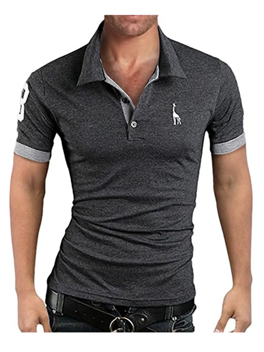 Men's Polo Multi-Color Deer High Quality Cotton Polo Shirt Men's Short Sleeve Slim Business Casual Solid Fit Tops 11 Men's Polo Multi-Color Deer High Quality Cotton Polo Shirt Men's Short Sleeve Slim Business Casual Solid Fit Tops 16