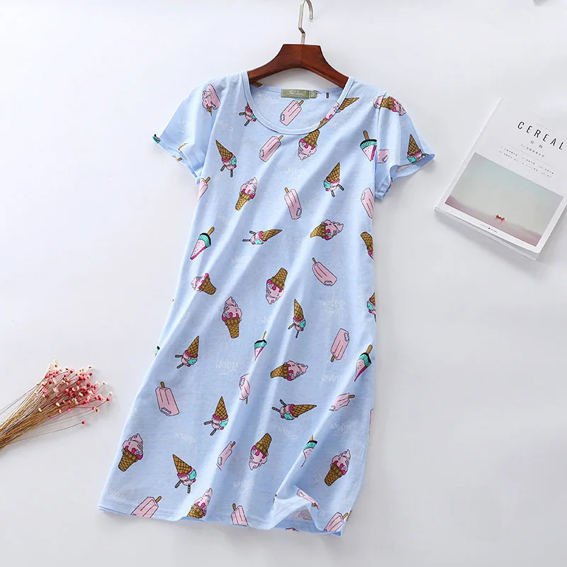 Фото Женская домашняя одежда Повседневная Ночная рубашка из 100% хлопка с коротким