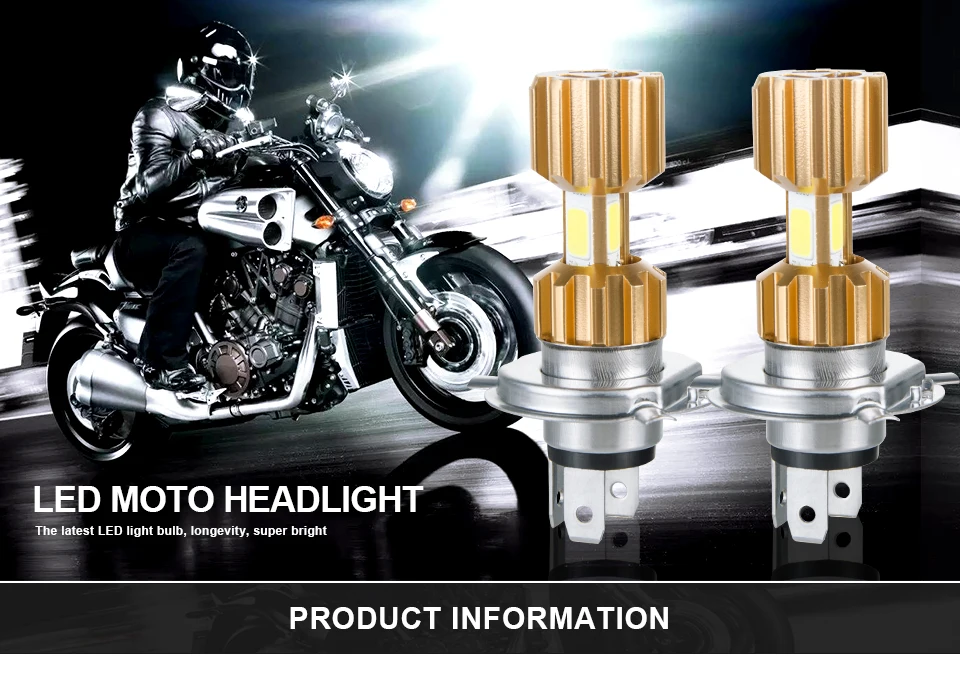 Aceersun 1Pcs H4 P15D BA20D COB LED Motorcycle Headlight High Low Beam Light 3400lm Super Bright White Motorbike Head Lamp Bulb (1)