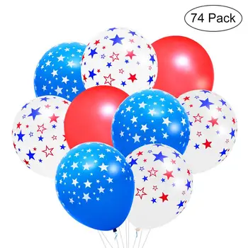 74 Pcs Latex Balloons 12 Inches Star Print Patriotic Decorations Fourth of July Party Supplies
74 Pcs Latex Balloons 12 Inches Star Print Patriotic Decorations Fourth of July Party Supplies