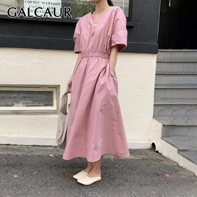 GALCAUR Summer Elegant Dress For Women V Neck Short Sleeve High Waist Loose Ankle Length Dresses Female Fashion 2019 New
GALCAUR Summer Elegant Dress For Women V Neck Short Sleeve High Waist Loose Ankle Length Dresses Female Fashion 2019 New