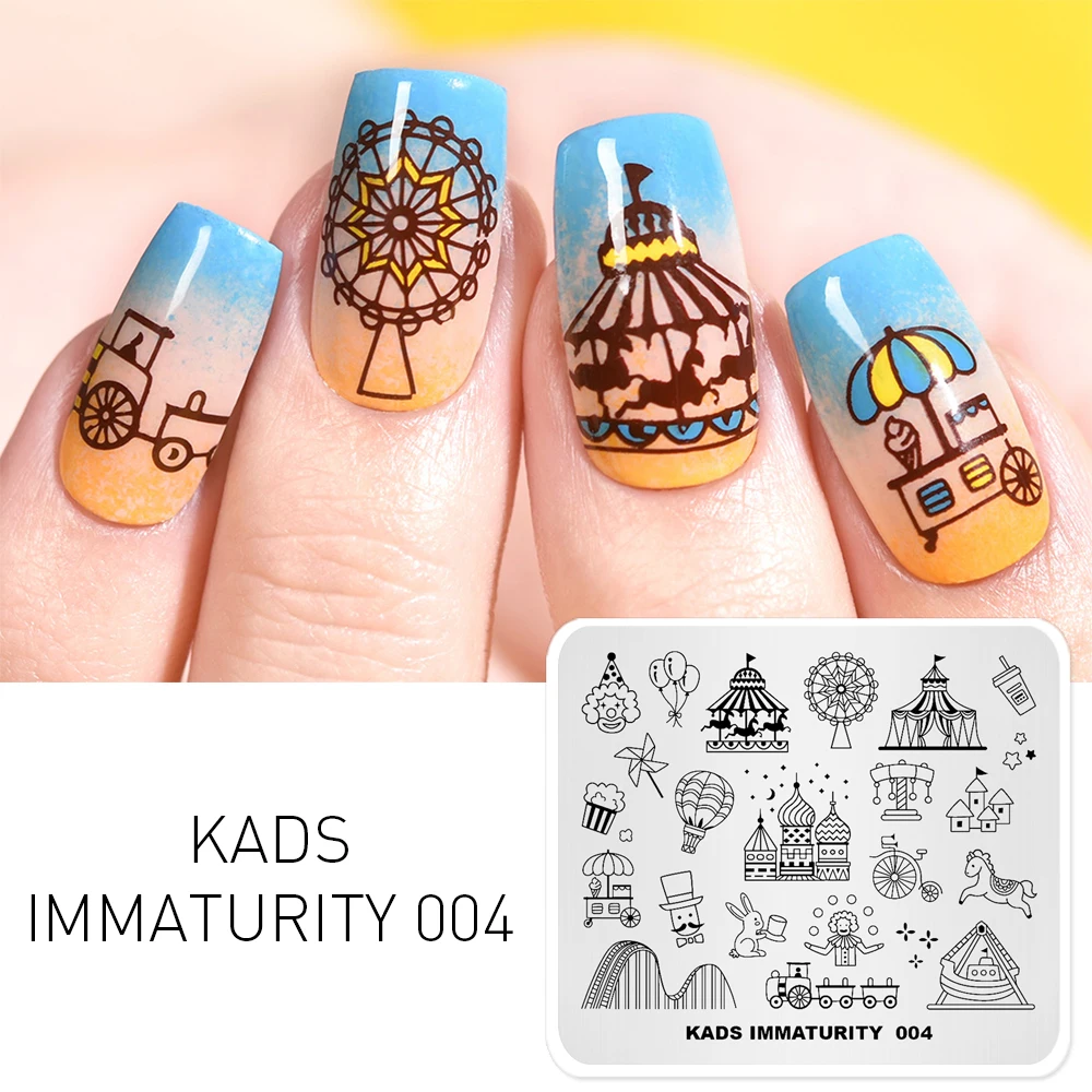 

KADS Immaturity-004 Nail Stamping Plates Joyful Designs Nail Art Stamp Template Image Plate DIY Manicure Decoration Accessories