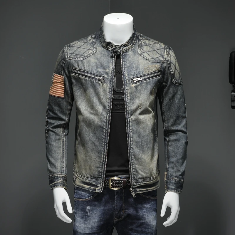 2019 Denim Jacket Jeans Retro Streetwear Mens Biker Zippers with for Man Turn-Down
2019 Denim Jacket Jeans Retro Streetwear Mens Biker Zippers with for Man Turn-Down