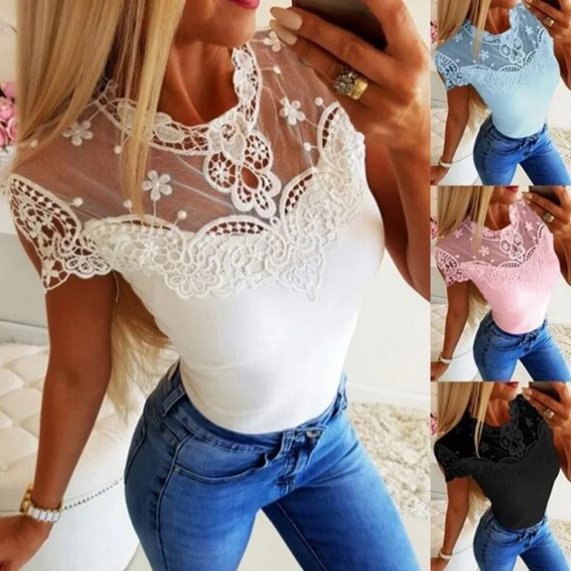 Lace Perspective Women Summer T-Shirt 2019 Soild Flower Pattern Tees Casual Office Lady Tops O-Neck Sexy Women Clothes Shein
Lace Perspective Women Summer T-Shirt 2019 Soild Flower Pattern Tees Casual Office Lady Tops O-Neck Sexy Women Clothes Shein