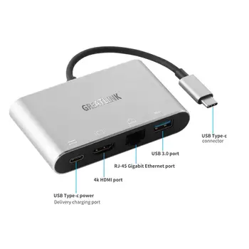 GREATLINK USB-C to HDMI C Digital AV Multiport Adapter USB Type C to HDMI USB Type-C to USB 3.0 Hub Ethernet Hub Female Charger
GREATLINK USB-C to HDMI C Digital AV Multiport Adapter USB Type C to HDMI USB Type-C to USB 3.0 Hub Ethernet Hub Female Charger