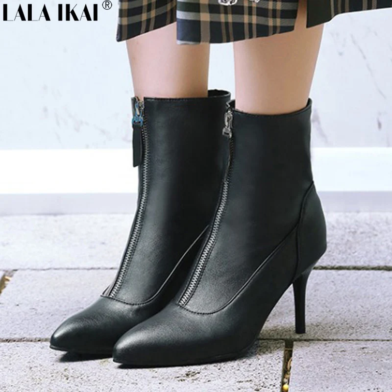 LALA IKAI Ankle Boots For Women Pointed Toe Thin Heels Zipper Ladies Winter Boots Chelsea Femininas 34-42 Big Size XWC2270-5
LALA IKAI Ankle Boots For Women Pointed Toe Thin Heels Zipper Ladies Winter Boots Chelsea Femininas 34-42 Big Size XWC2270-5