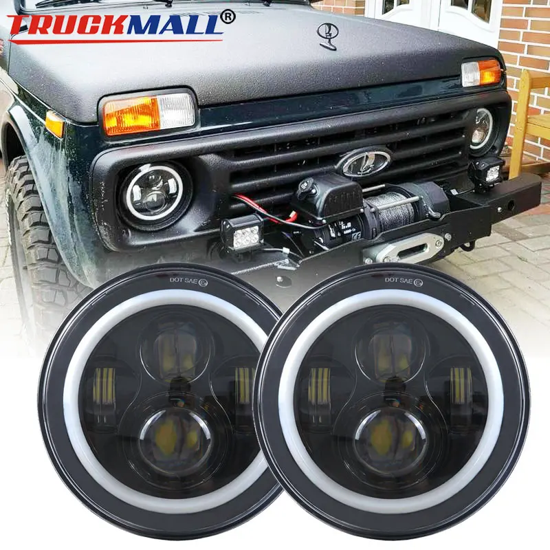 For Lada Niva 4x4 Headlight 7inch Round LED Headlights with Halo Ring Daytime Running Light Angle Eye Amber Turn Signal Headlamp
For Lada Niva 4x4 Headlight 7inch Round LED Headlights with Halo Ring Daytime Running Light Angle Eye Amber Turn Signal Headlamp