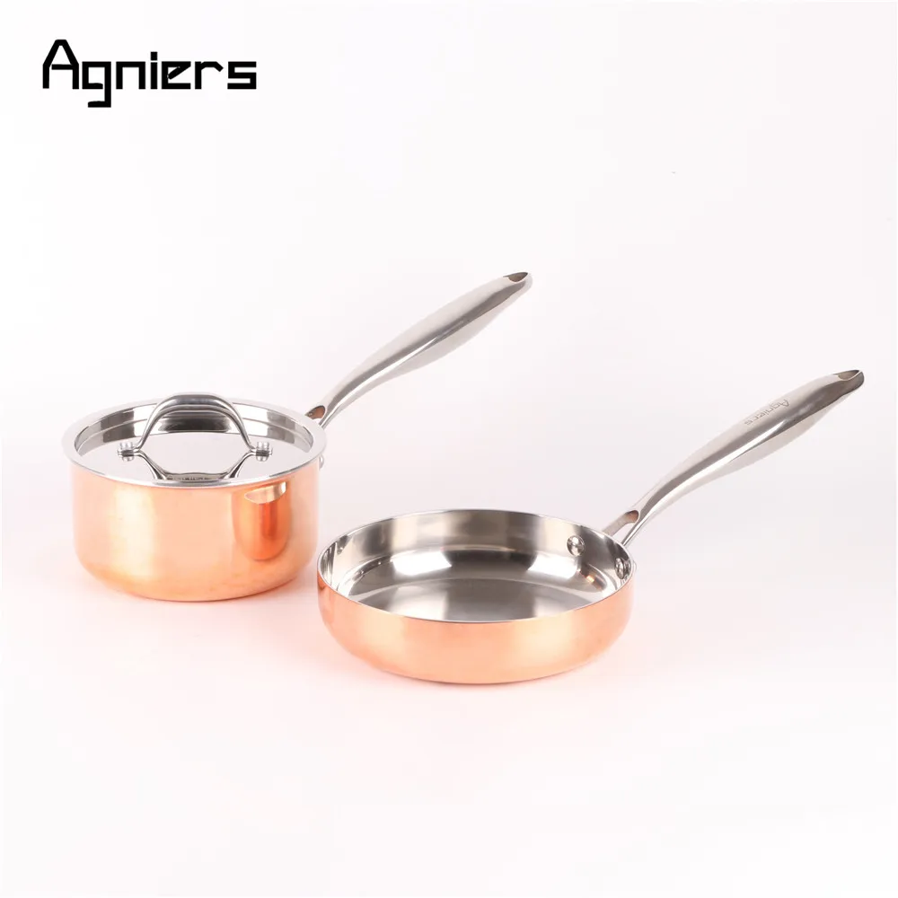 Agniers High Quality 2pans 3pcs cookware set Five-Ply copper clad steel 16cm Sauce pan + 20cm Frying pan
Agniers High Quality 2pans 3pcs cookware set Five-Ply copper clad steel 16cm Sauce pan + 20cm Frying pan